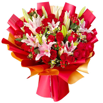 湘潭33朵红玫瑰百合，心灵的火花